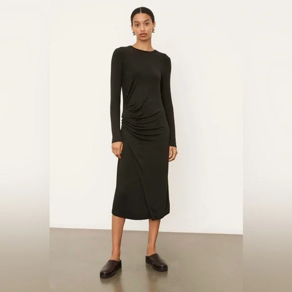 Vince | Dresses | Vince Size L Gathered Long Sleeve Dress | Poshmark